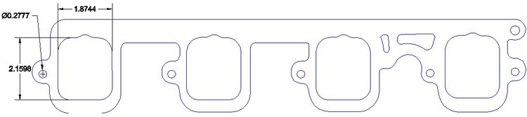 FOG-8294 Intake Gasket, Chrysler 6.1L, w/Injector Notch, Thickness: .060 in., Port: 1.87 in. x 2.16 in., Paper w/Silicone