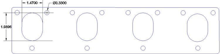 FOG-8295 Intake Gasket, Toyota 3GTC 2.0L, Port: 1.47 in. x 1.98 in., Thickness: .060 in., Paper w/Silicone