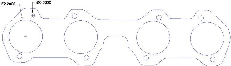 FOG-8296 Intake Gasket, Toyota 3GTC 2.0L, Port Dia: 2.2 in., Thickness: .060 in., Paper w/Silicone