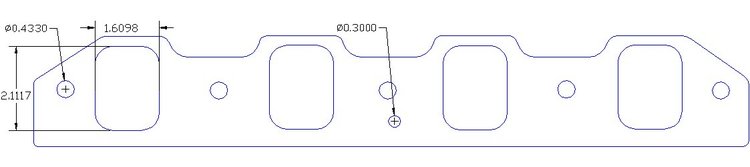 FOG-8301-3 Intake Gaskets, Ford SB SVO/Yates, w/Plates, Thickness: .030 in., Port: 1.61 in. x 2.11 in., Paper w/Silicone