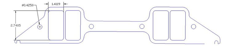 FOG-8308-3 Intake Gaskets, Chrysler BB 426ci Max Wedge, Port: 1.41 in. x 2.71 in., Thickness: .050 in., Steelcore Laminate