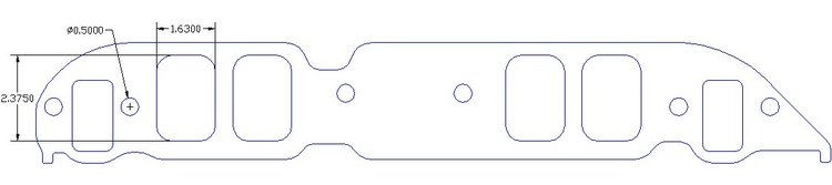 FOG-8312 Intake Gaskets Chevy BB 396-454, w/o Upper Bolt Hole Port: 1.63 in. x 2.37 in., Thickness: .060 in., Paper, w/End Seals