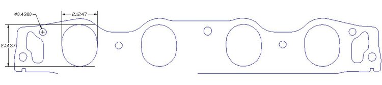 FOG-8328-4 Intake Gaskets Ford/Edelbrock BB 460 "Performer", Thickness: .100 in., Port: 2.13 in. x 2.52 in. coatin
