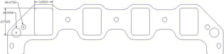 FOG-8337 Intake Gaskets, Ford Big Block C460ci V8, Large Port: 1.85 in. x 2.75 in., Thickness: .060 in., Paper w/Silicone