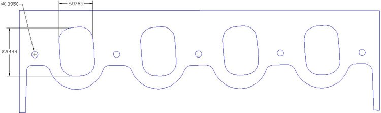 FOG-8345-2 Intake Gaskets, GM Pro Stock/Mod RFE, For 5 in. B.C., Thickness: .120 in., Port: 2.10 in. x 3.0 in., Paper w/Silicone