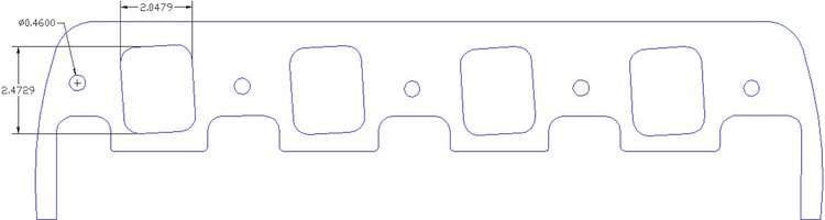 FOG-8355 Intake Gaskets, GM Pro Stock-DRCE 500ci w/Canted, Port: 2.04 in. x 2.46 in., Thickness: .060 in., Paper w/ilicone