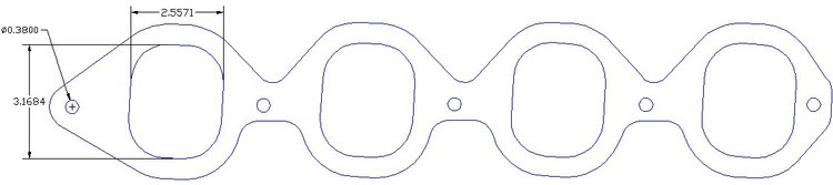 FOG-8356 Intake Gaskets, GM Pro Stock/Mod Sonny's, For 5.3 in. B.C., Thickness: .060 in., Port: 2.50 in. x 3.07 in., Paper