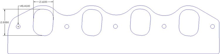 FOG-8364-2 Intake Gasket, GM Pro Stock/Pro Mod-CFE w/Canted, For 5.3 in. B.C., Thickness: .120 in., Ports 2.22 in. x 2.96 in.
