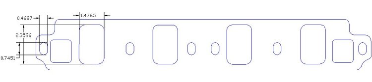 FOG-8366 Intake Gaskets, Ford Small Block TFS Twisted Wedge, Port: 1.47 in. x 2.30 in., Thickness: .060 in., Paper w/Silicone