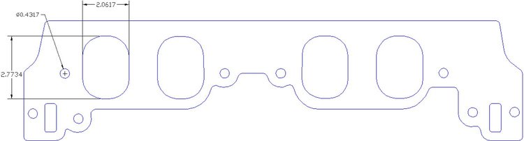FOG-8371-5 Intake Gaskets, Chevy BB Brodix 3X Dart or MBE 11-Deg, Port: 2.06 in. x 2.77 in., Thickness: .030 in., Paper