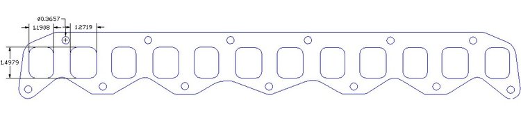 FOG-8374 Intake/Exhaust Combo Gasket, Dodge/Plymouth 170ci-225ci SLANT 6, GRAPHITE w/Silicone, Thickness: .056 in.