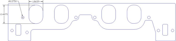 FOG-8377-2 Intake Gaskets, Chevy Big Block RFE 12-Deg, Oval Port: 1.86 in. x 2.48 in., Thickness: .120 in., Paper w/Silicone