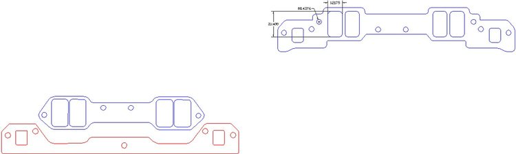 FOG-8378 Intake Gaskets, Chevy Small Block 265-400ci 18-Deg, Port: 1.40 in. x 2.30 in., Thickness: .060 in., Paper w/Silicone