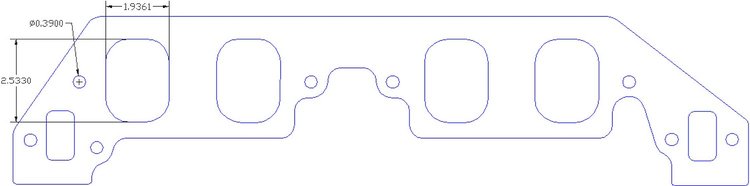 FOG-8382 Intake Gaskets, Chevy BB Dart 14-Deg "Big Chief", Oval Port: 1.94 in. x 2.53 in., Thickness: .060 in., Paper w/Silicone