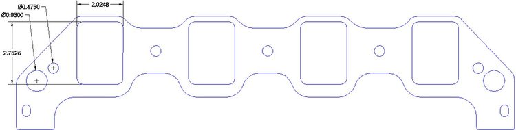 FOG-8386 Intake Gaskets, Ford Big Block 460ci, Port: 2.02 in. x 2.60 in., Thickness: .060 in., Paper w/Silicone