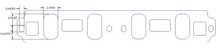 FOG-8394 Intake Gaskets, Ford Small Block TFS, Port: 1.43 in. x 2.51 in., Thickness: .060 in., Paper w/Silicone