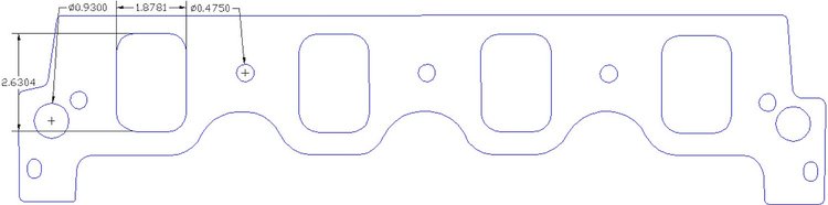 FOG-8397-2 Intake Gaskets, Ford Big Block C460ci, Port: 1.87 in. x 2.61 in., Thickness: .120 in., Paper w/Silicone