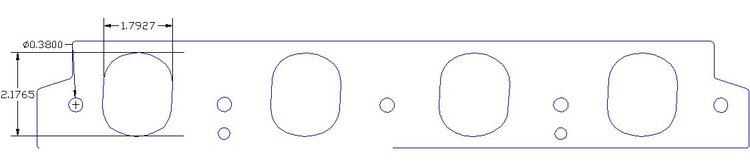 FOG-8406 Intake Gaskets, Ford Small Block 260-351ci Canted X, Port: 1.80 in. x 2.18 in., Thickness: .060 in., Paper w/Silicone
