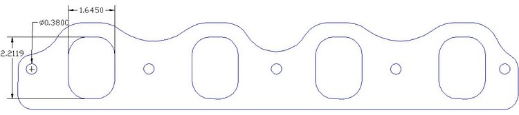 FOG-8407-2 Intake Gaskets, Ford Small Block 260-351ci Canted X, Port: 1.64 in. x 2.20 in., Thickness: .120 in., Paper w/Silicone