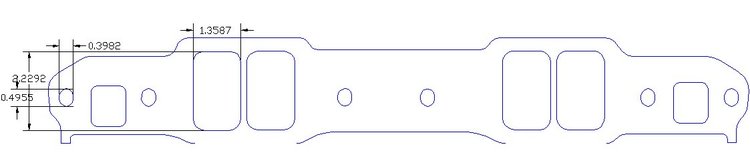 FOG-8412 Intake Gaskets, Chevy SB Brodix 265-400ci 18X, Port: 1.35 in. x 2.23 in., Thickness: .060 in., Paper w/Silicone