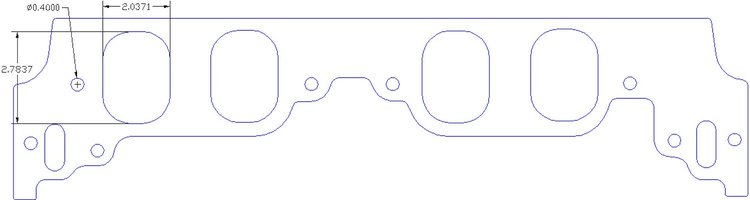 FOG-8414 Intake Gaskets, Chevy Big Block Brodix, Port: 2.04 in. x 2.77 in., Thickness: .060 in., Paper w/Silicone