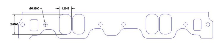 FOG-8420-4 Intake Gaskets Chevy SB 265-400/Edelbrock 350 Super Stock, Oval Port: 1.23 in. x 2.01 in., Thickness: .100 in.