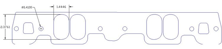 FOG-8443-2 Intake Gaskets, Chevy SB Brodix 350-400ci 10X, Oval Port: 1.44 in. x 2.36 in., Thickness: .120 in., Paper w/Silicone