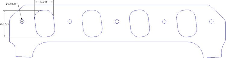 FOG-8446 Intake Gaskets, Pro Stock/Mod CFE 500ci, For 4.9 in. B.C., Thickness: .060 in., Port: 1.96 in. x 2.81 in.