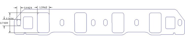 FOG-8447-1 Intake Gasket/Spacer Kit, Ford SB 260-351, Port: 1.4 in. x 2.36 in., Gasket Thickness: .030 in., Spacer: .125 in.