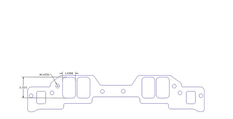 FOG-8448-2 Intake Gaskets, Chevy Small Block 265-400ci 18-Deg, Port: 1.43 in. x 2.31 in., Thickness: .120 in., Paper w/Silicone