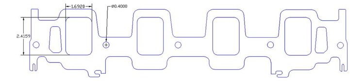 FOG-8457-4 Intake Gaskets, Ford BB FE 427ci Dove P.I.E., Port: 1.68 in. x 2.42 in., Thickness: .100 in., Steelcore Laminate