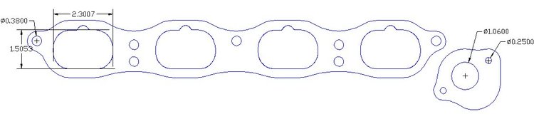 FOG-8459-3 Intake Gaskets Ford Modular 5.0L DOHC 4V, w/Coolant Gasket, Thickness: .050 in., Port: 1.48 in. x 2.30 in.