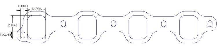 FOG-8460 Intake Gaskets, Ford SB Brodix 260-302W BD4510, Port: 1.60 in. x 2.30 in., Thickness: .060 in., Paper w/Silicone