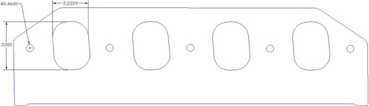 FOG-8487-2 Intake Gaskets, Pro Stock/Mod RFE 500ci, Thickness: .120 in., Port: 2.22 in. x 3.00 in., Paper w/Silicone