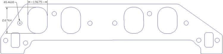 FOG-8504-3 Intake Gaskets Chevy BB Dart 11/14-Deg "Big Chief", Port: 1.96 in. x 2.67 in., Thickness: .050 in.