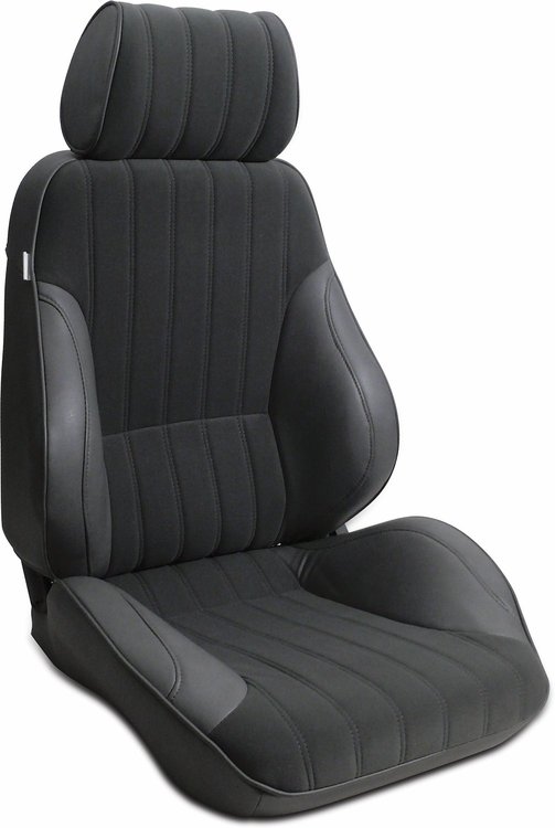 80-1000-71L Rally Recliner Seat, Left/Driver Side, Black Vinyl Sides, Black Velour Insert
