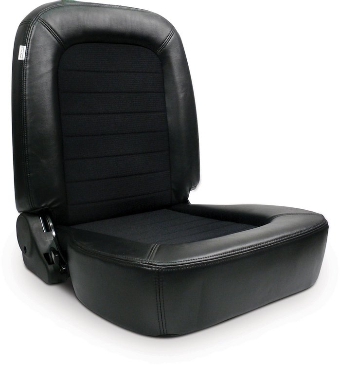 80-1550-71L Classic Lowback Recliner Seat, Left/Driver Side, Black Vinyl Trim, Black Velour Insert