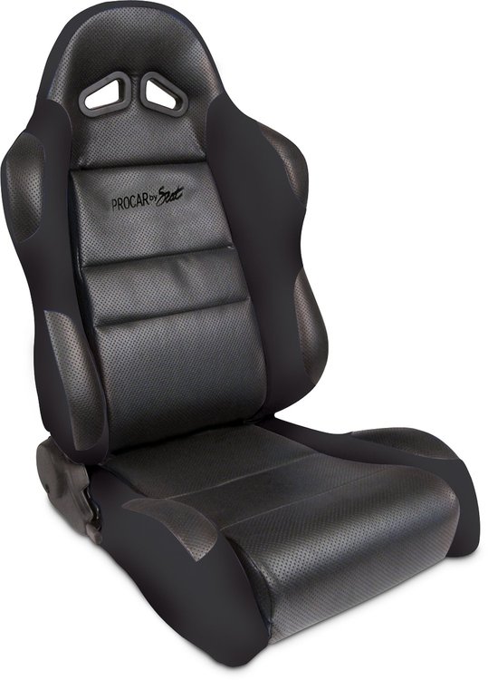 80-1605-61L Sportsman Recliner Seat, Left/Driver Side, Black Vinyl Inside, Black Velour Wings & Side Bolsters