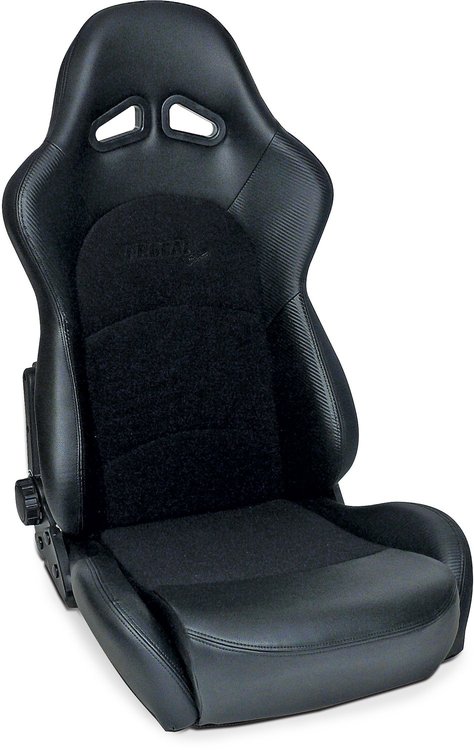80-1615-71 Sportsman Pro Recliner Seat, Black Vinyl Trim, Black Velour Insert