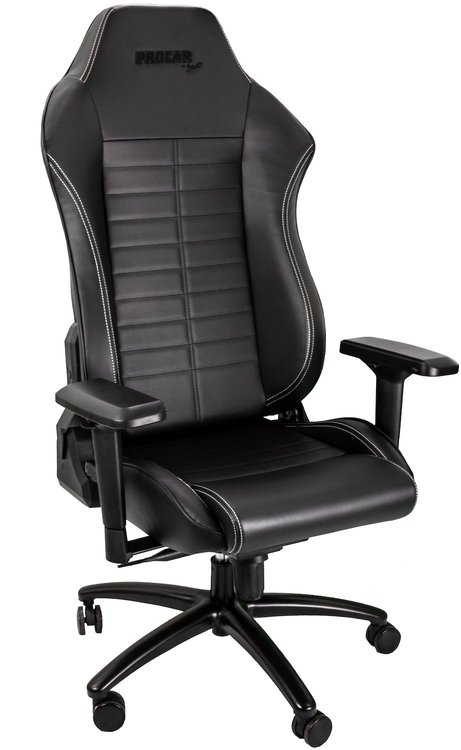 80-1725-51-O Office Sport Office Chair Seat, Black Vinyl, White Stitching