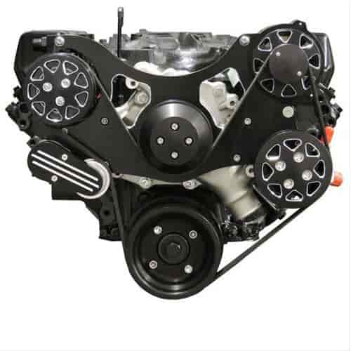 Front Drive System Big Block Ford 429/460 Silverline Supreme Black w/ AC and NO Power Steering