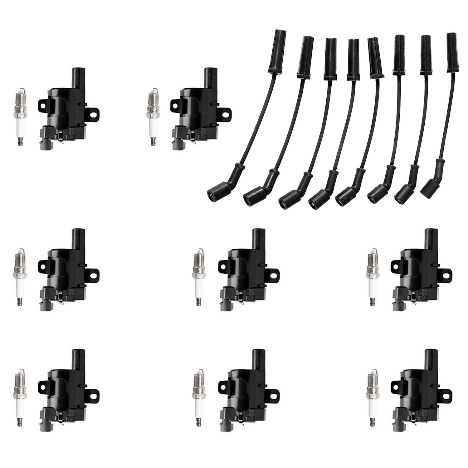 OE Replacement Ignition Coil, Spark Plug, and Spark Plug Wire Kit, Chevy Silverado 4.8/5.3/6.0L, GMC Sierra/Yukon 4.8/5.3/6.0L
