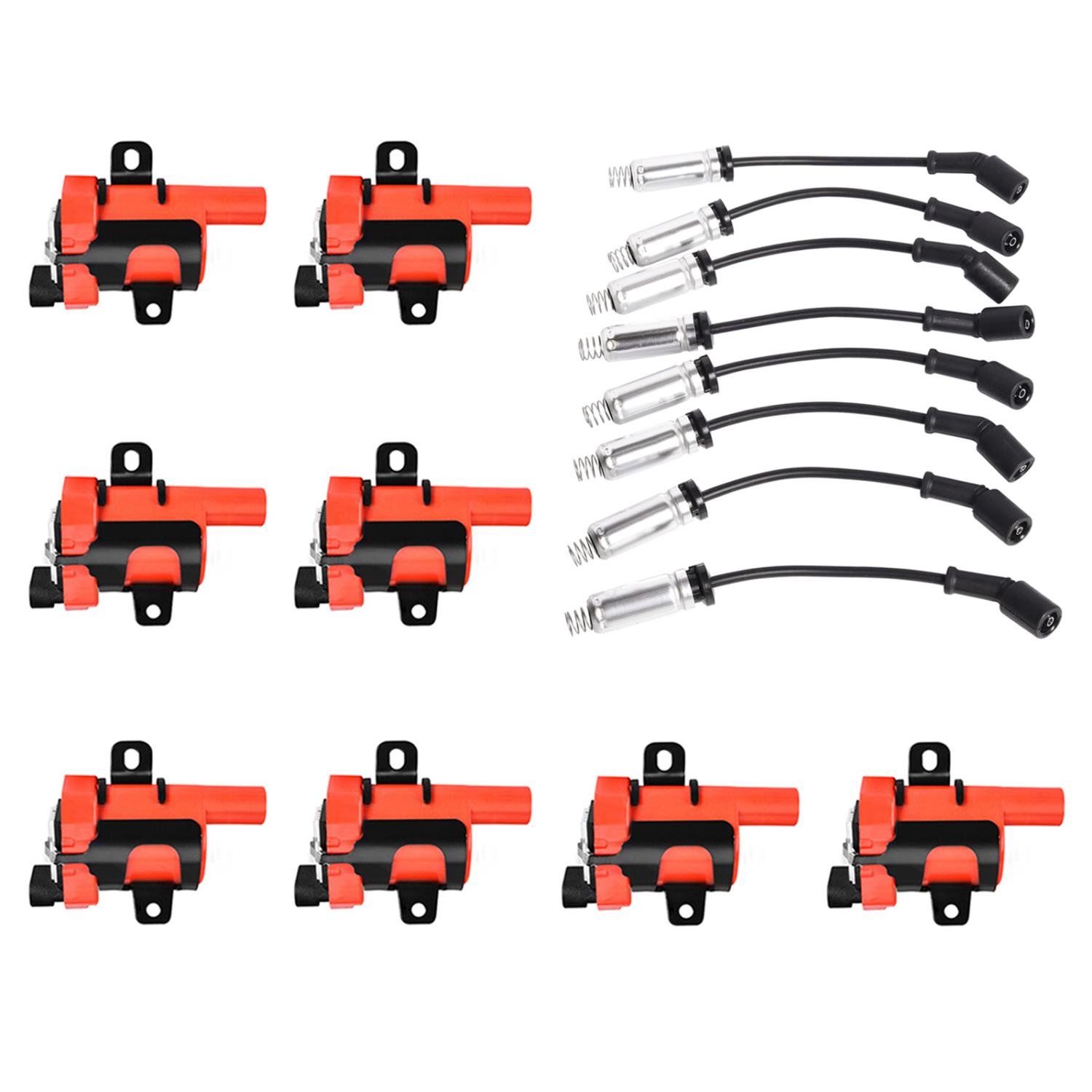 High-Performance Ignition Coil and Spark Plug Wire Kit for Chevy Silverado 4.8/5.3/6.0L, GMC Sierra/Yukon 4.8/5.3/6.0L