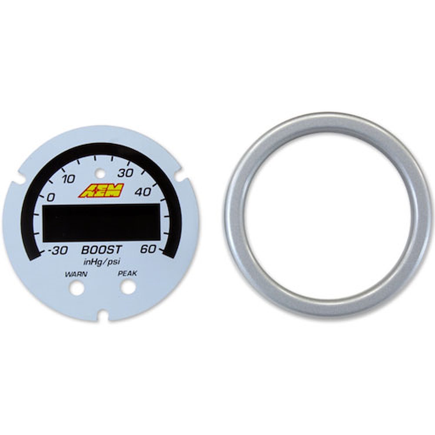 X-Series Boost Pressure Gauge Accessory Kit Includes Silver Bezel And White Faceplate