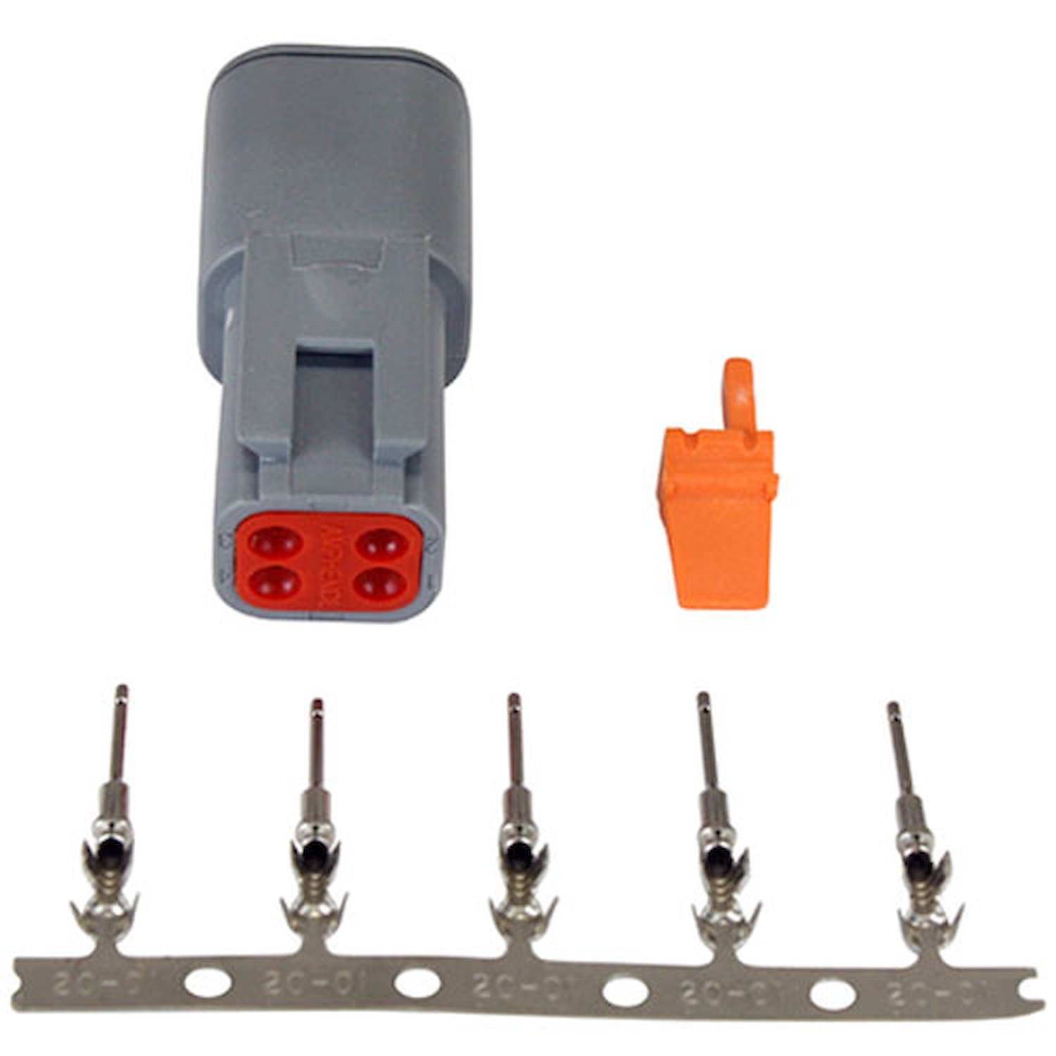 DTM-Style 4-Way Receptacle Connector Kit Includes Receptacle, Receptacle Wedge Lock And 5 Male Pins