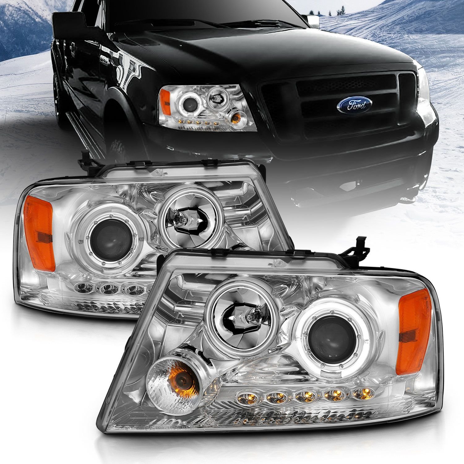Chrome Housing Headlights 2004-2008 Ford F-150
