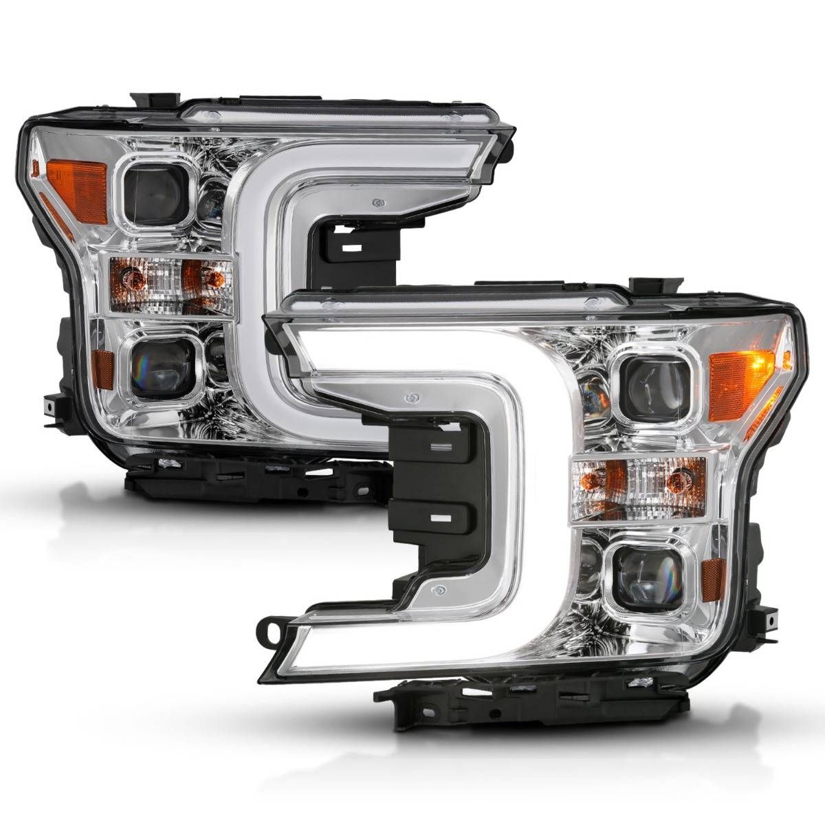 LED Projector Chrome Housing Headlights For 2018-2020 Ford F-150 Trucks