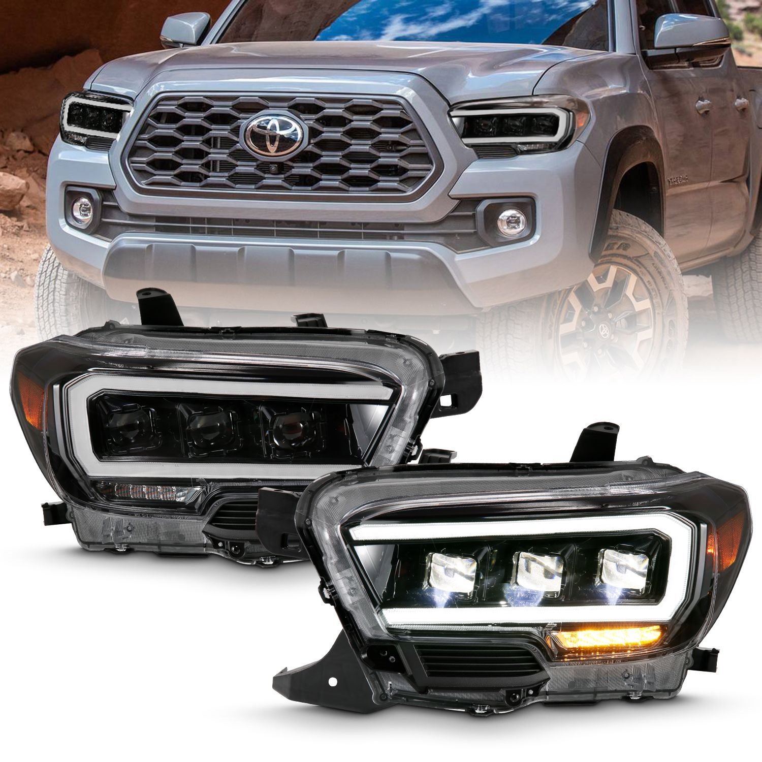 LED Projector Black Housing Headlights for 2016-2022 Toyota
