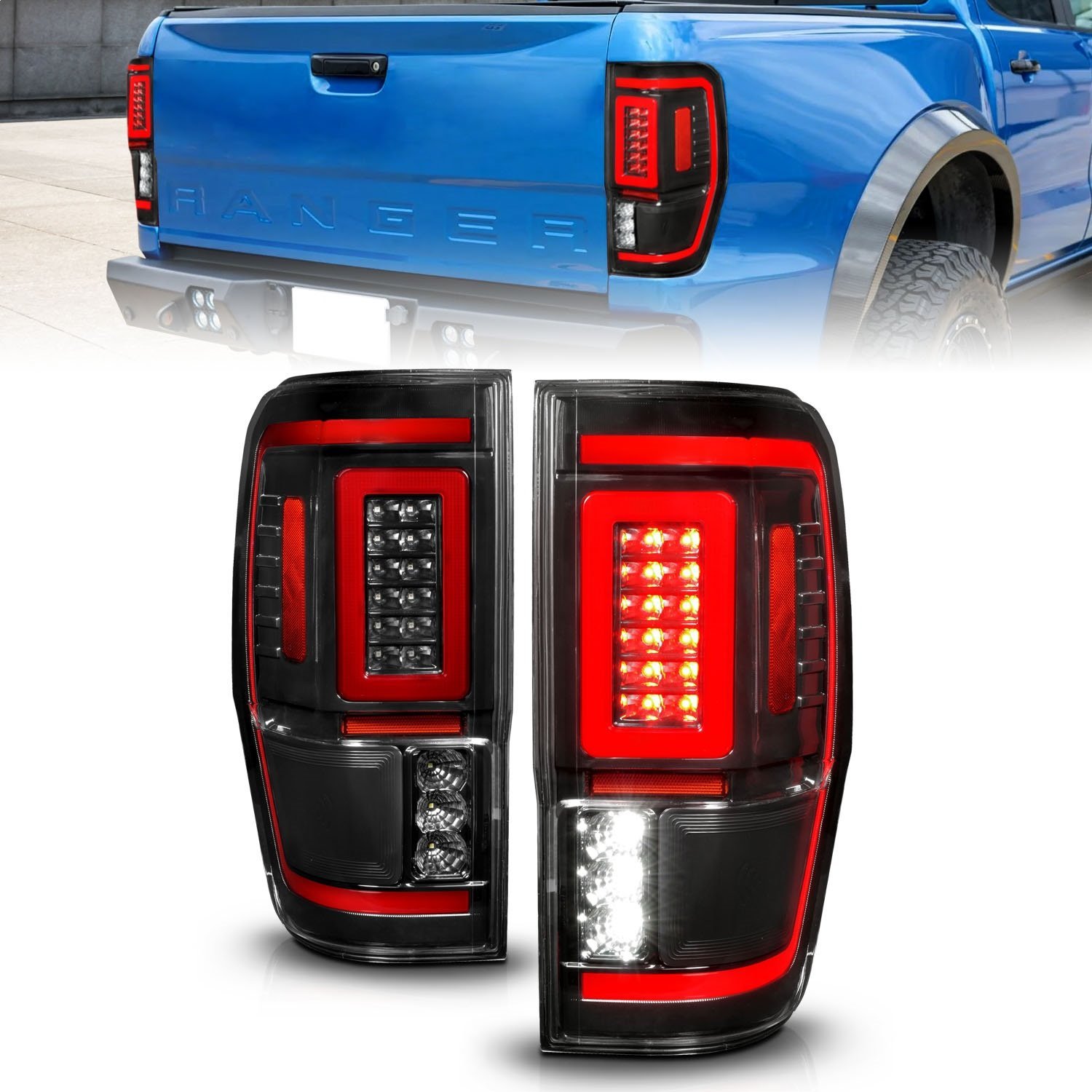 311446 Black LED Tail Lights w/Sequential Signals Fits Select Ford Ranger [Clear Lens