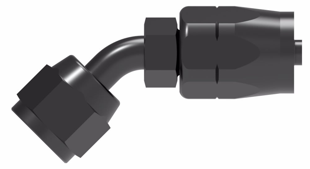 Reusable Hose End Fitting, -10 AN Hose Size, 45-Degree [Black Anodized Finish]